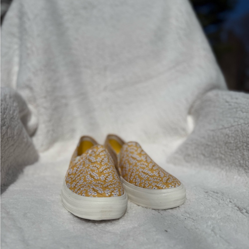 Yellow Floral Slip-On Sneakers